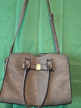 Source Unknown Gray Satchel Handbag with Gold Accent